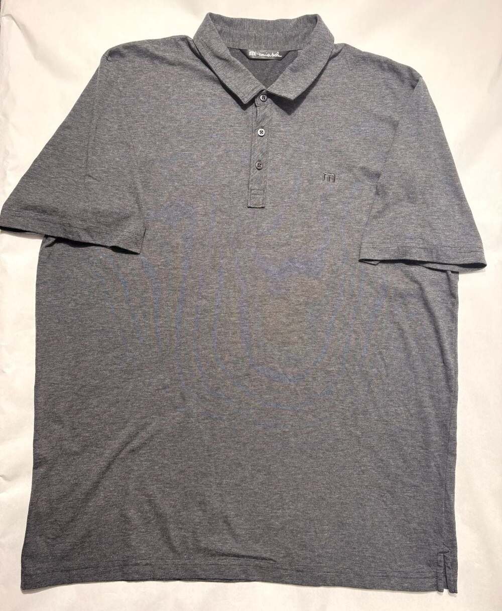 Travis Mathew polo shirt mens 2xl black gray stripe stretch golf casual - Picture 3 of 7